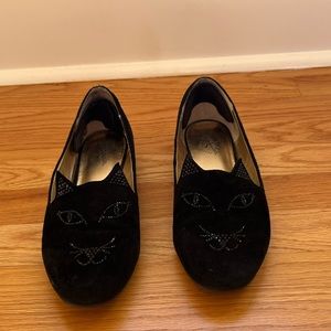 Black Velvet Charlotte Olympia Cat Kitten flats DUPE, Seychelles Weekender